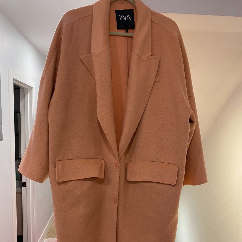 Zara long pink pea coat XL